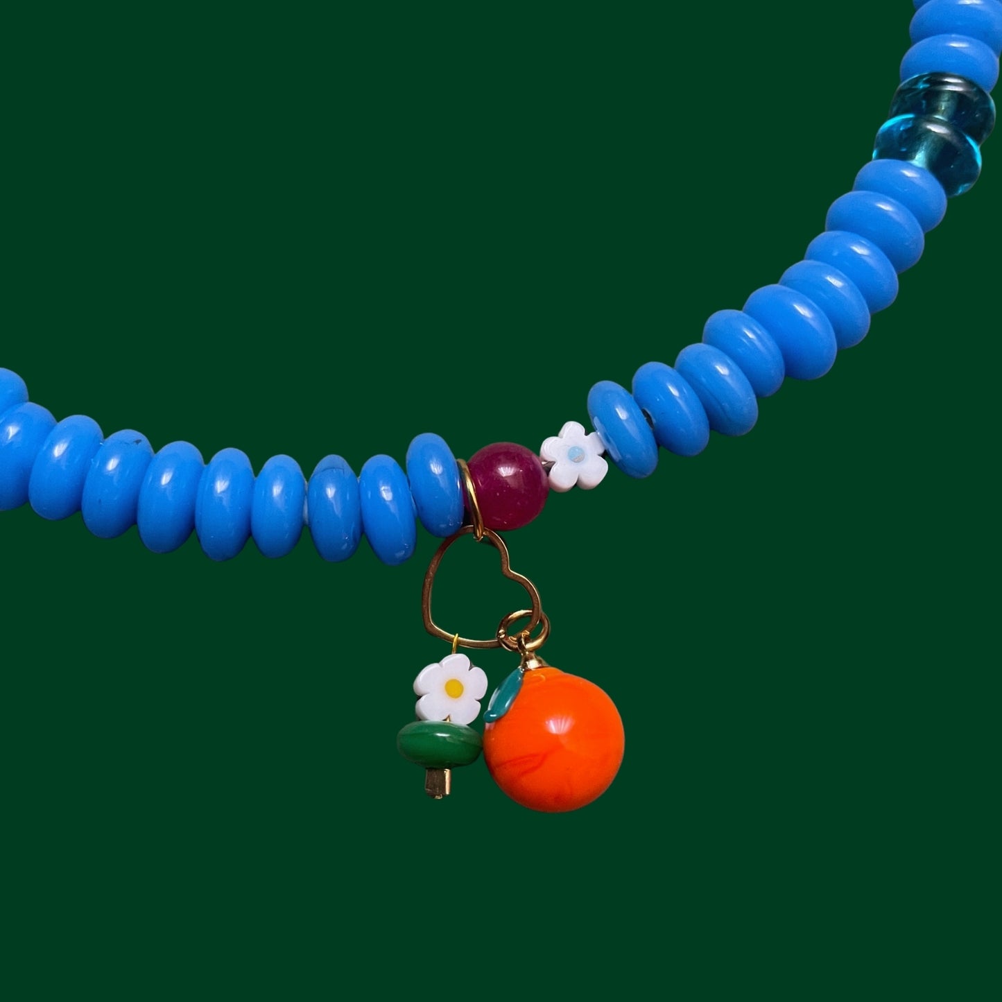 Bodrum | Mediterranean Themed Tangerine Figured Glass Necklace