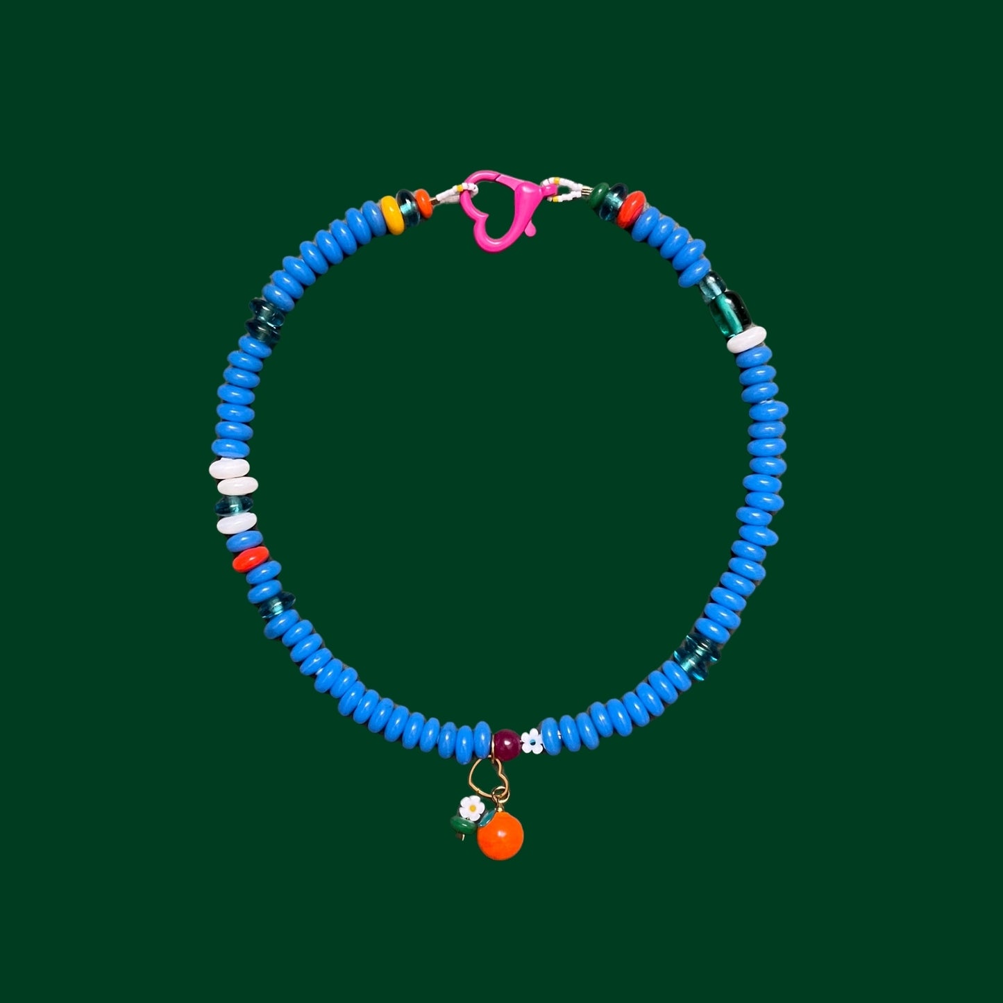 Bodrum | Mediterranean Themed Tangerine Figured Glass Necklace