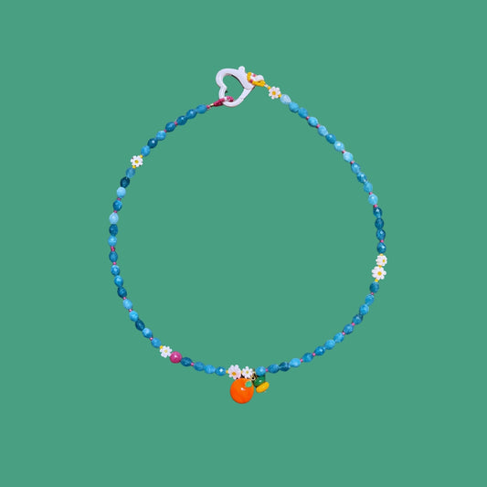 Bodrum | Mediterranean Themed Tangerine Figured Apatite Necklace