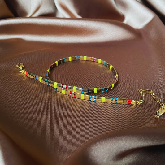 Feast | Bronz Temalı Miyuki Tila Boncuklu Choker Kolye