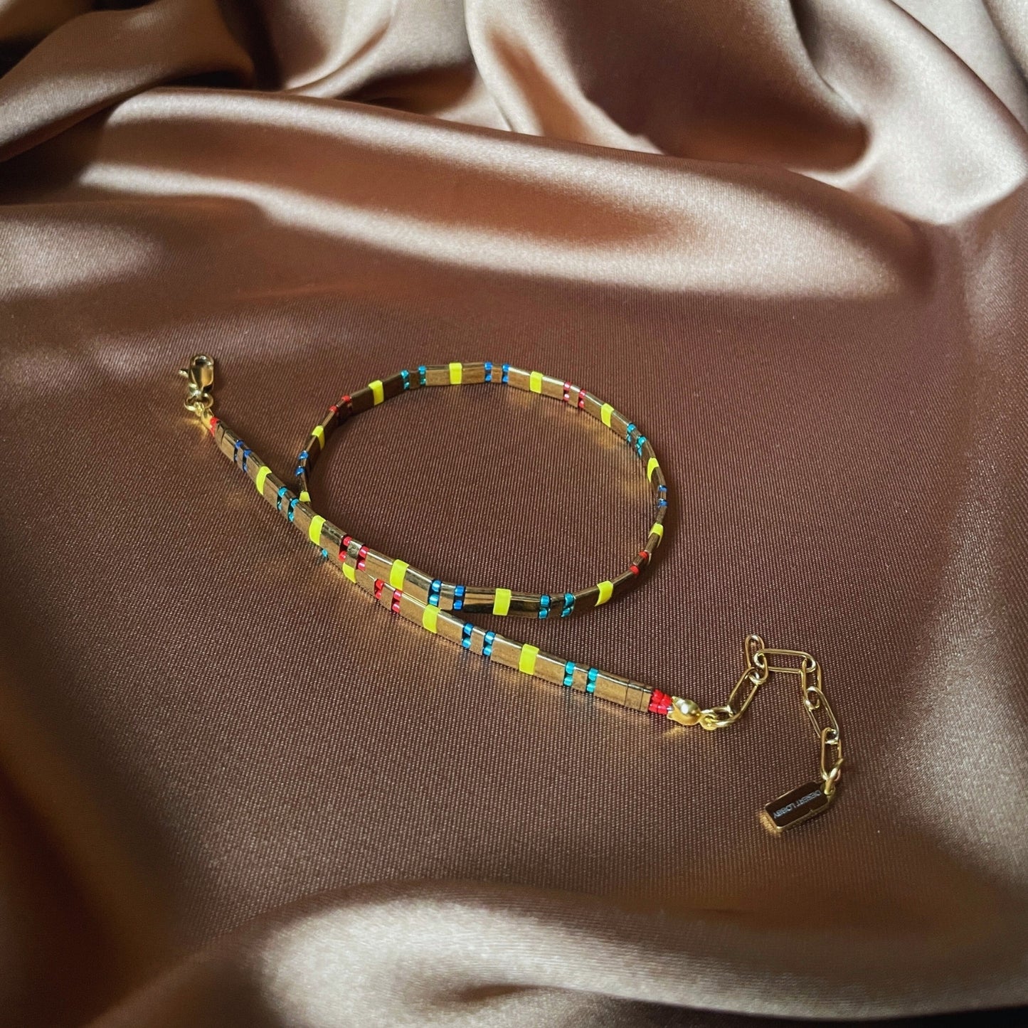 Feast | Bronz Temalı Miyuki Tila Boncuklu Choker Kolye