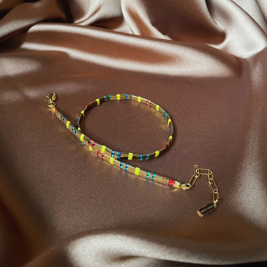 Feast | Bronze-Themed Miyuki Tila Beaded Choker Necklace