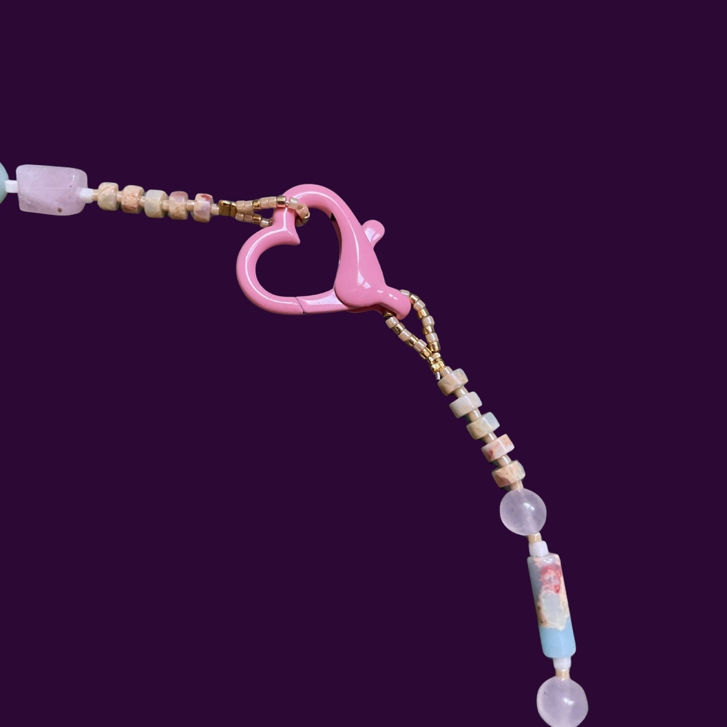 Flamingo | İncili Doğaltaşlı Cam Boncuklu Flamingo Figürlü Kolye