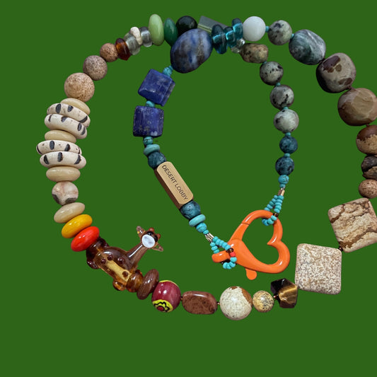 Giraffe | Doğaltaşlı Cam Boncuklu Zürafa Figürlü Kolye