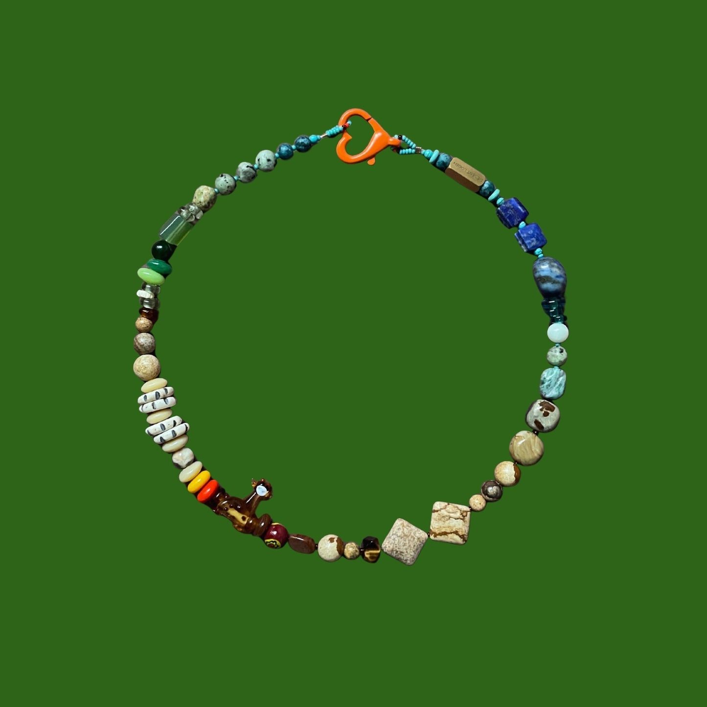 Giraffe | Doğaltaşlı Cam Boncuklu Zürafa Figürlü Kolye