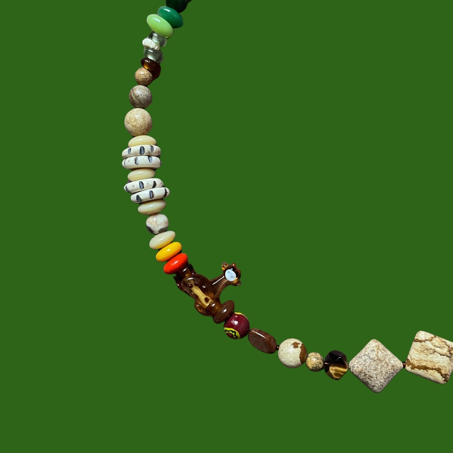 Giraffe | Doğaltaşlı Cam Boncuklu Zürafa Figürlü Kolye