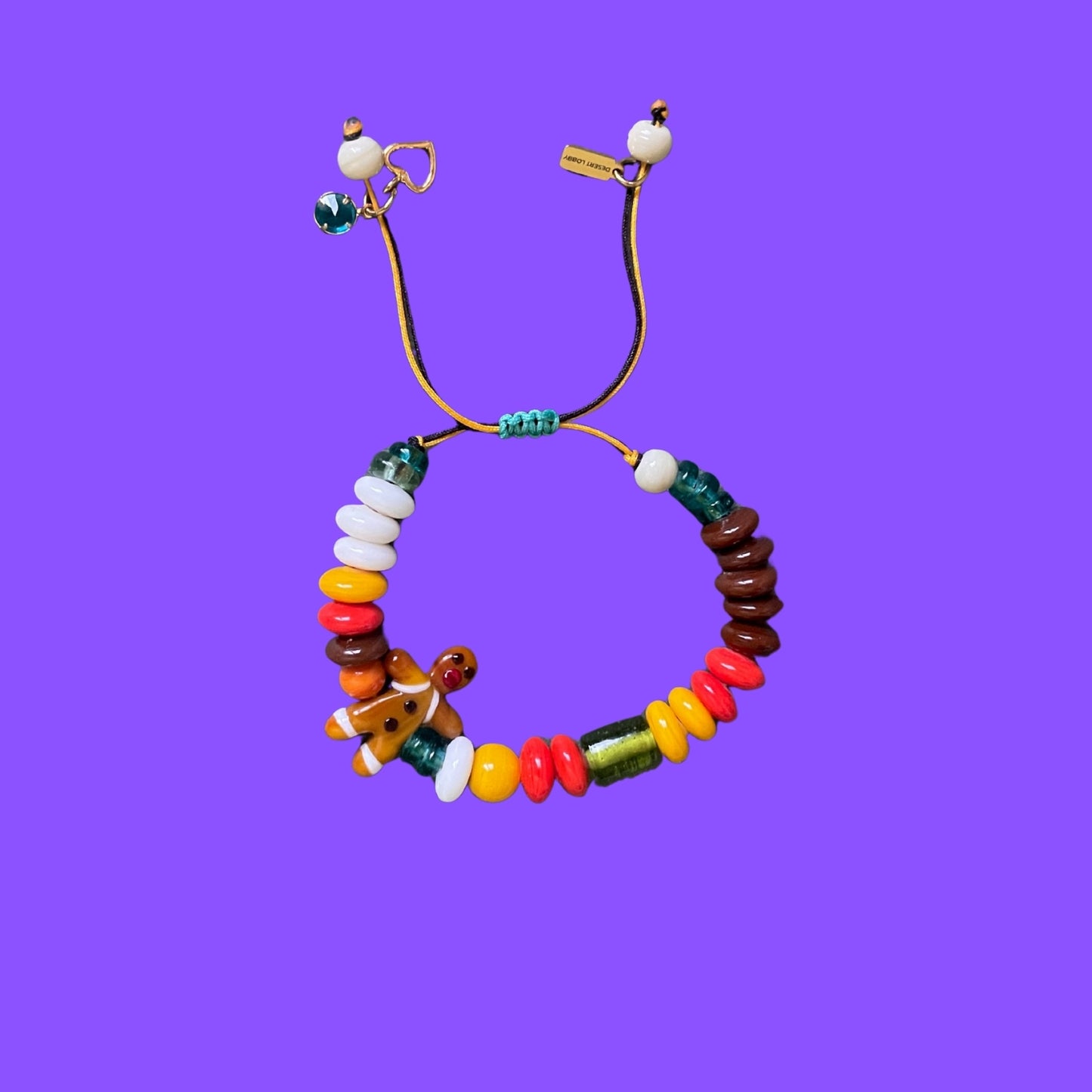 Gluten Man | Adjustable Glass Bracelet with Gingerbread Man Figurine