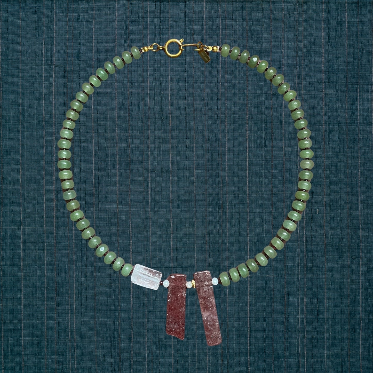 Alexandros & Hephaestion | Love-Inspired Aventurine, Garnet and Quartz Gemstone Necklace