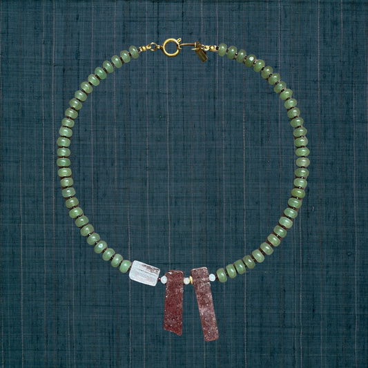 Alexandros & Hephaestion | Love-Inspired Aventurine, Garnet and Quartz Gemstone Necklace