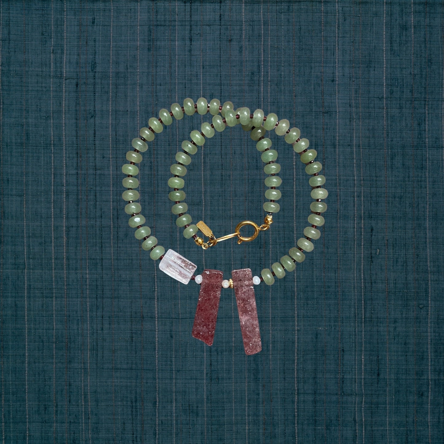 Alexandros & Hephaestion | Love-Inspired Aventurine, Garnet and Quartz Gemstone Necklace