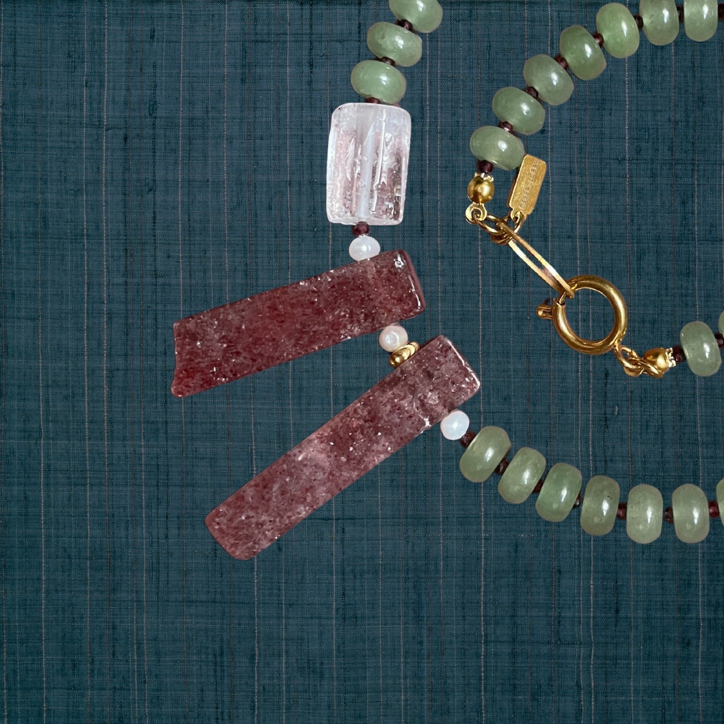 Alexandros & Hephaestion | Love-Inspired Aventurine, Garnet and Quartz Gemstone Necklace