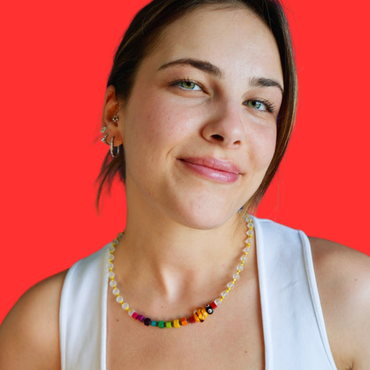 Honey | Fun Necklace with Colorful Wooden Beads and Bee Figure