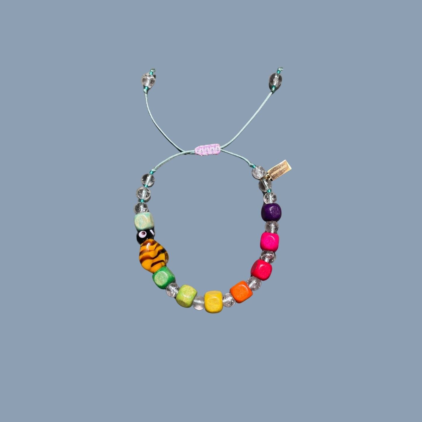 Honey | Fun Quartz Bracelet with Colorful Wooden Beads and Bee Figure