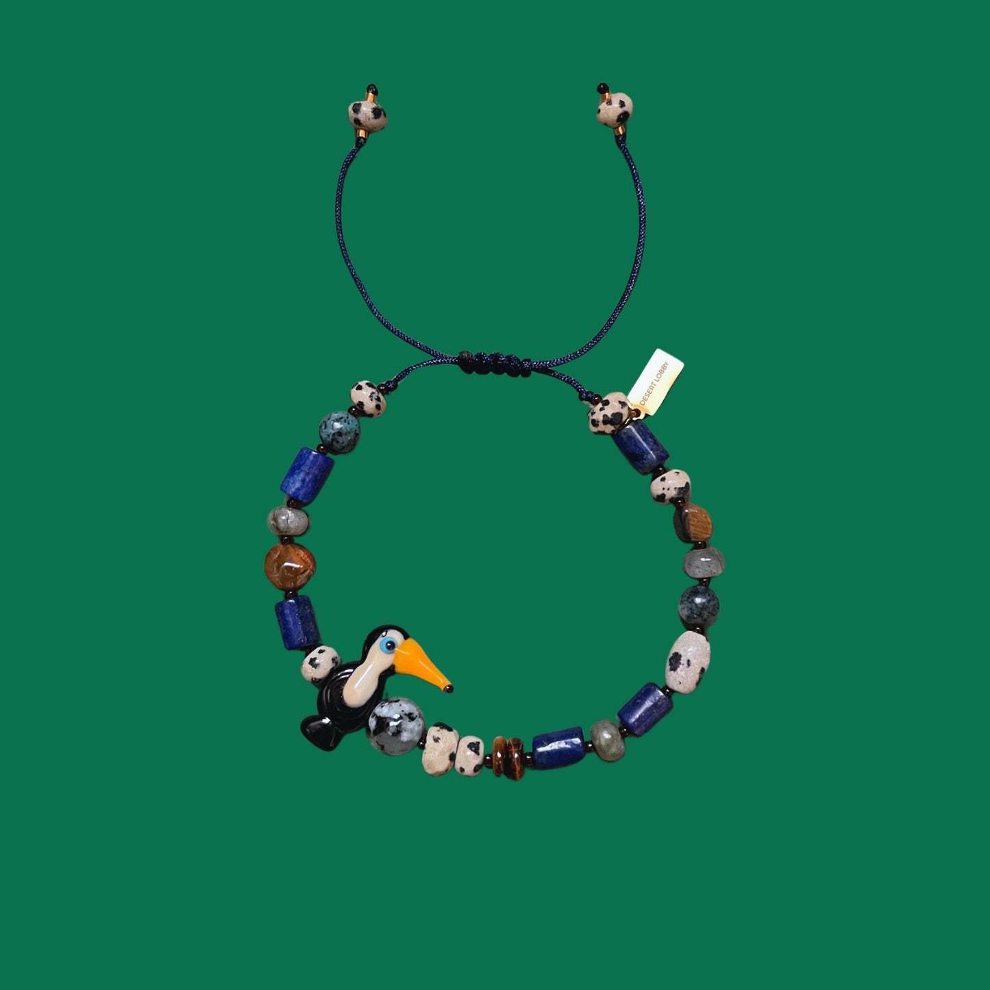 Jane | Adjustable Gemstone Bracelet with Toucan Figurine