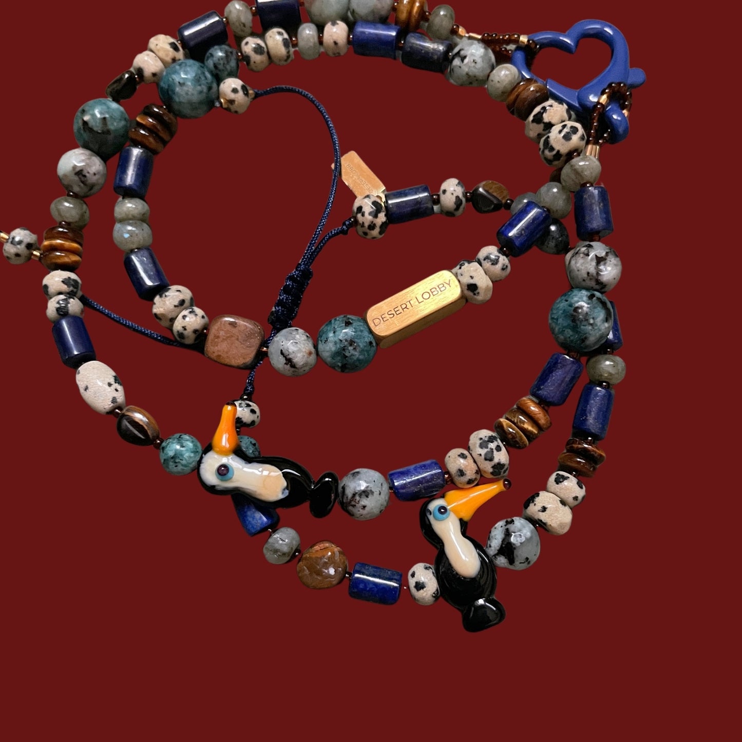 Jane | Adjustable Gemstone Bracelet with Toucan Figurine