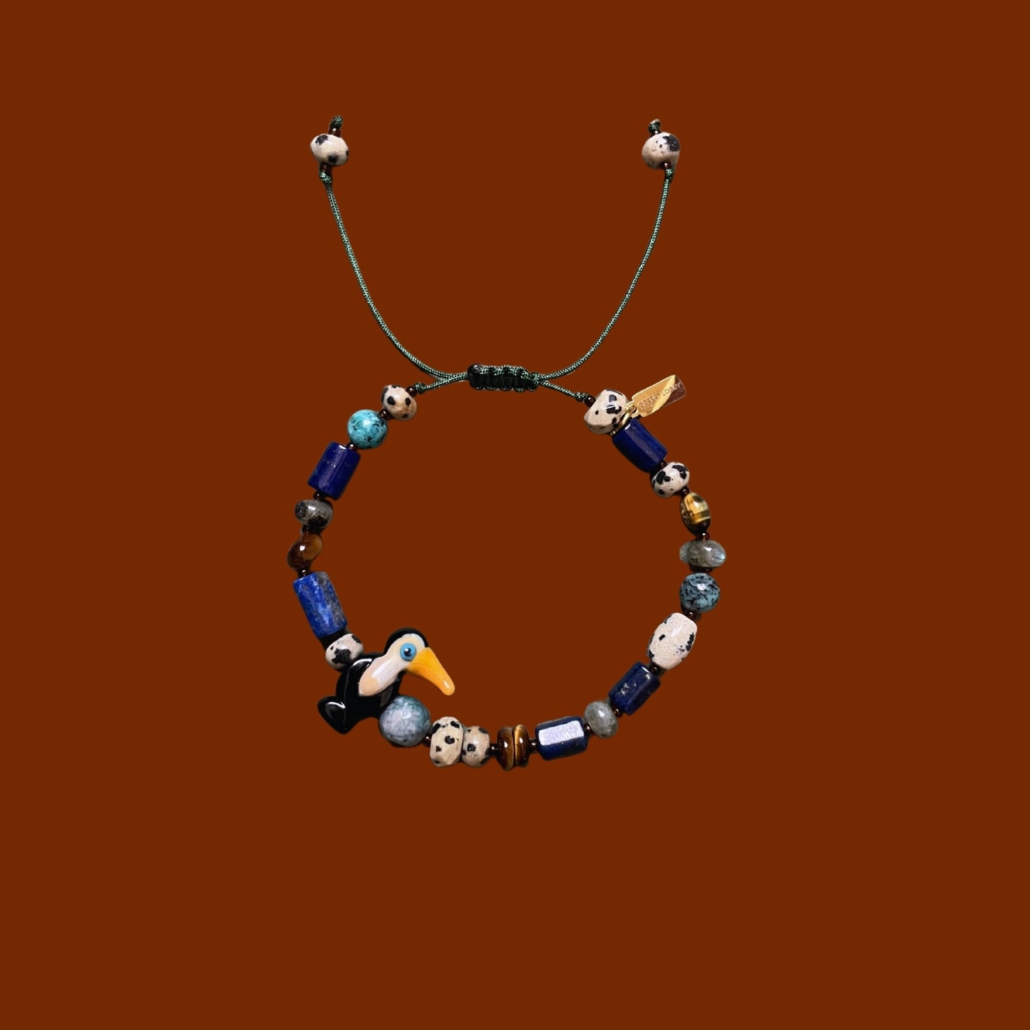 Jane | Tukan Kuşu Figürlü Boyu Ayarlanabilir Doğaltaş Bileklik