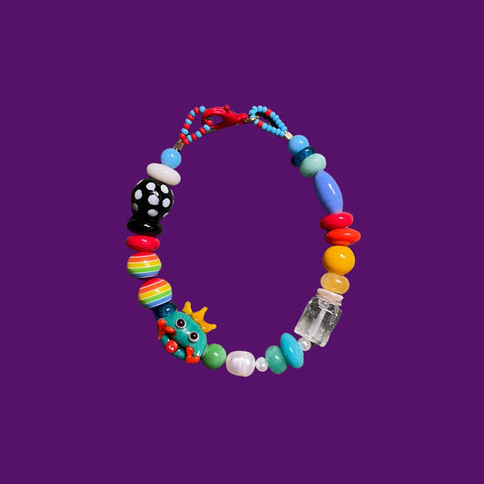 Kiss The Prince | Whimsical Frog Prince Pearl & Glass Beaded Bracelet