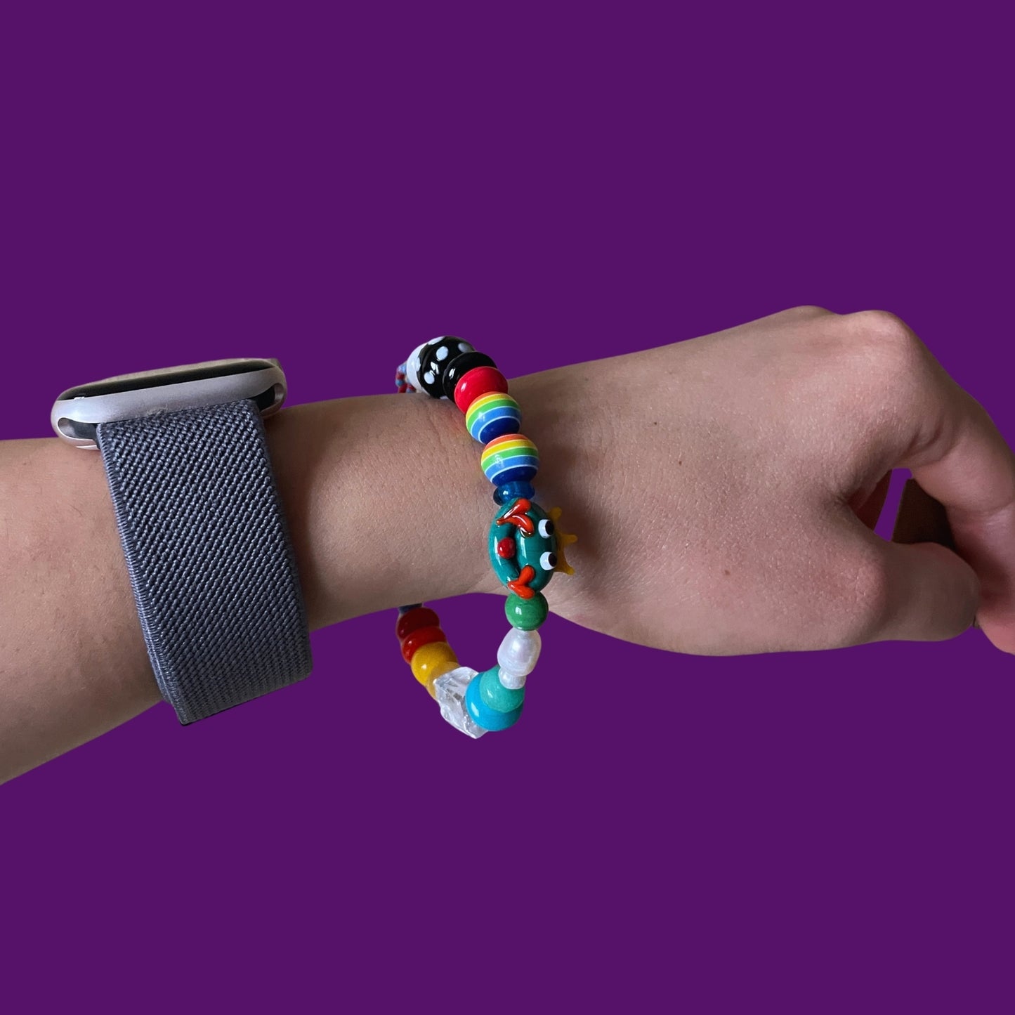 Kiss The Prince | Whimsical Frog Prince Pearl & Glass Beaded Bracelet