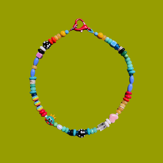 Kiss The Prince | Whimsical Frog Prince Pearl & Glass Beaded Necklace