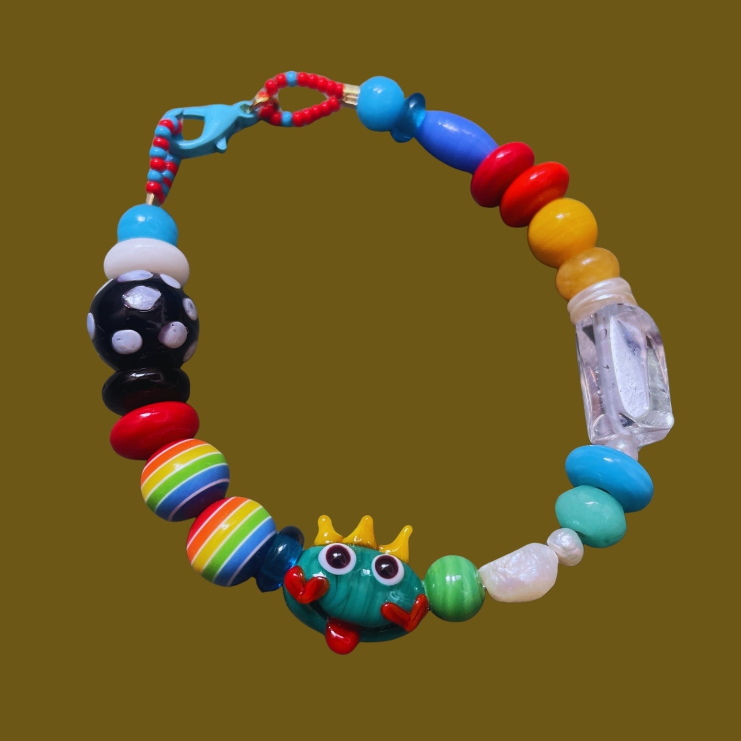 Kiss The Prince | Whimsical Frog Prince Pearl & Glass Beaded Bracelet
