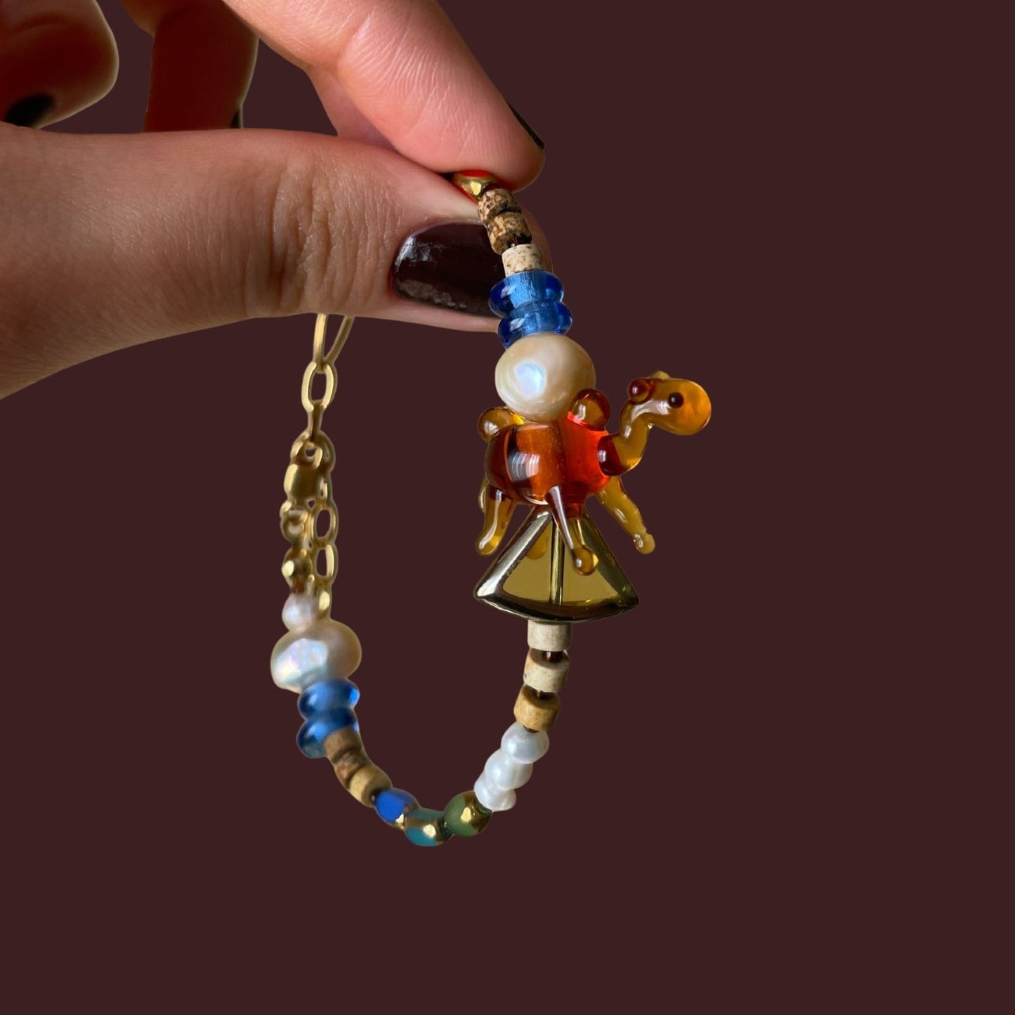 Midnight Stroll | İnci ve Doğaltaş Boncuklu Çöl Temalı Deve Bileklik