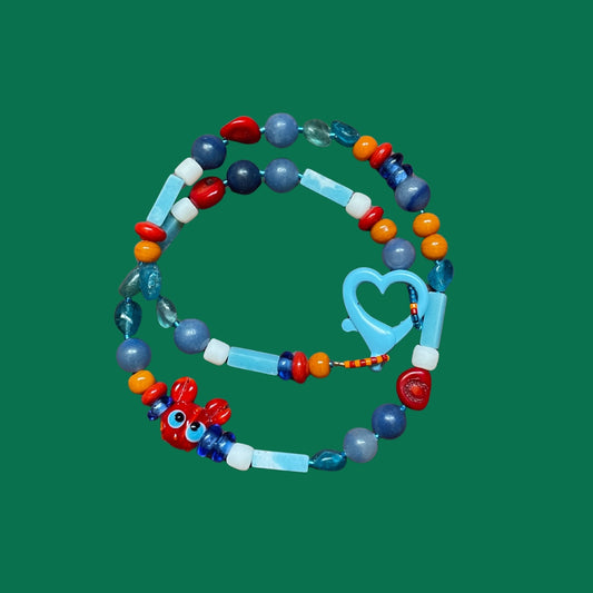 Miss Crab | Cam ve Doğaltaşlı Yengeç Figürlü Kolye