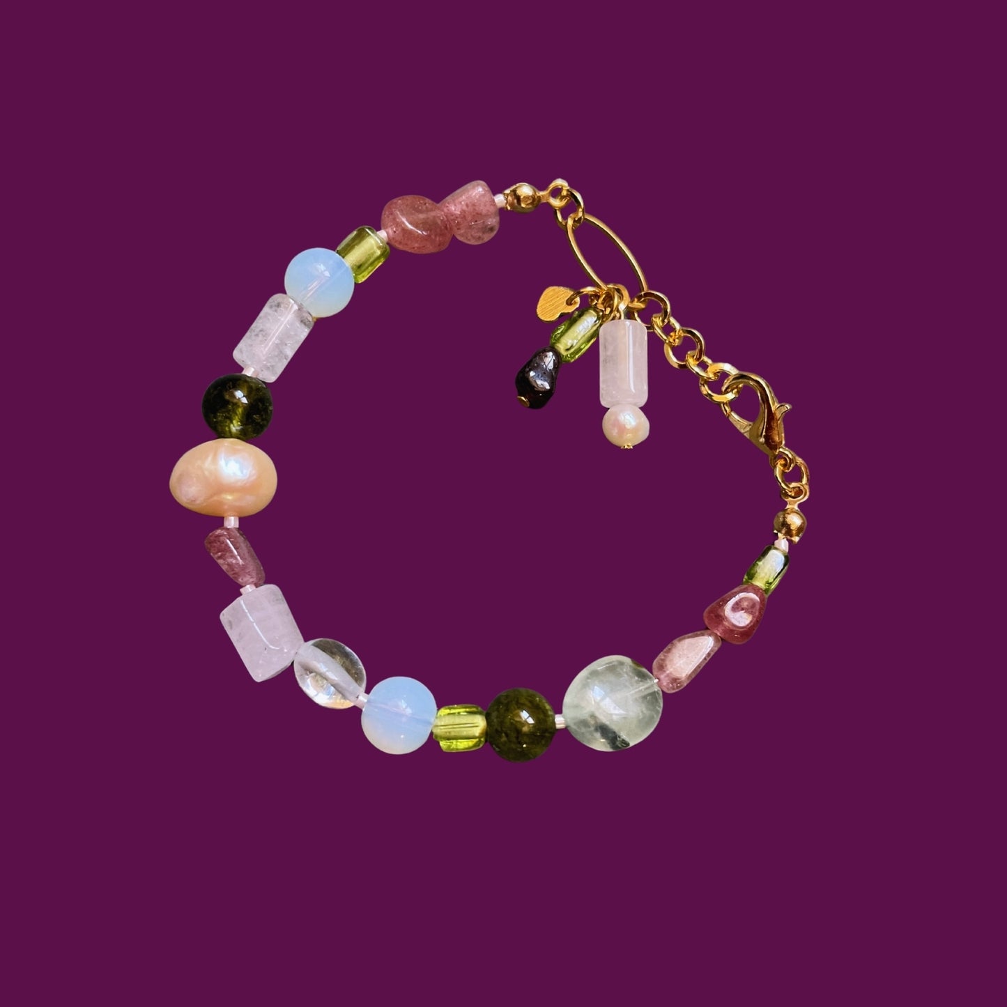 Mon Ami | İnci ve Doğaltaş Boncuklu Pastel Bileklik