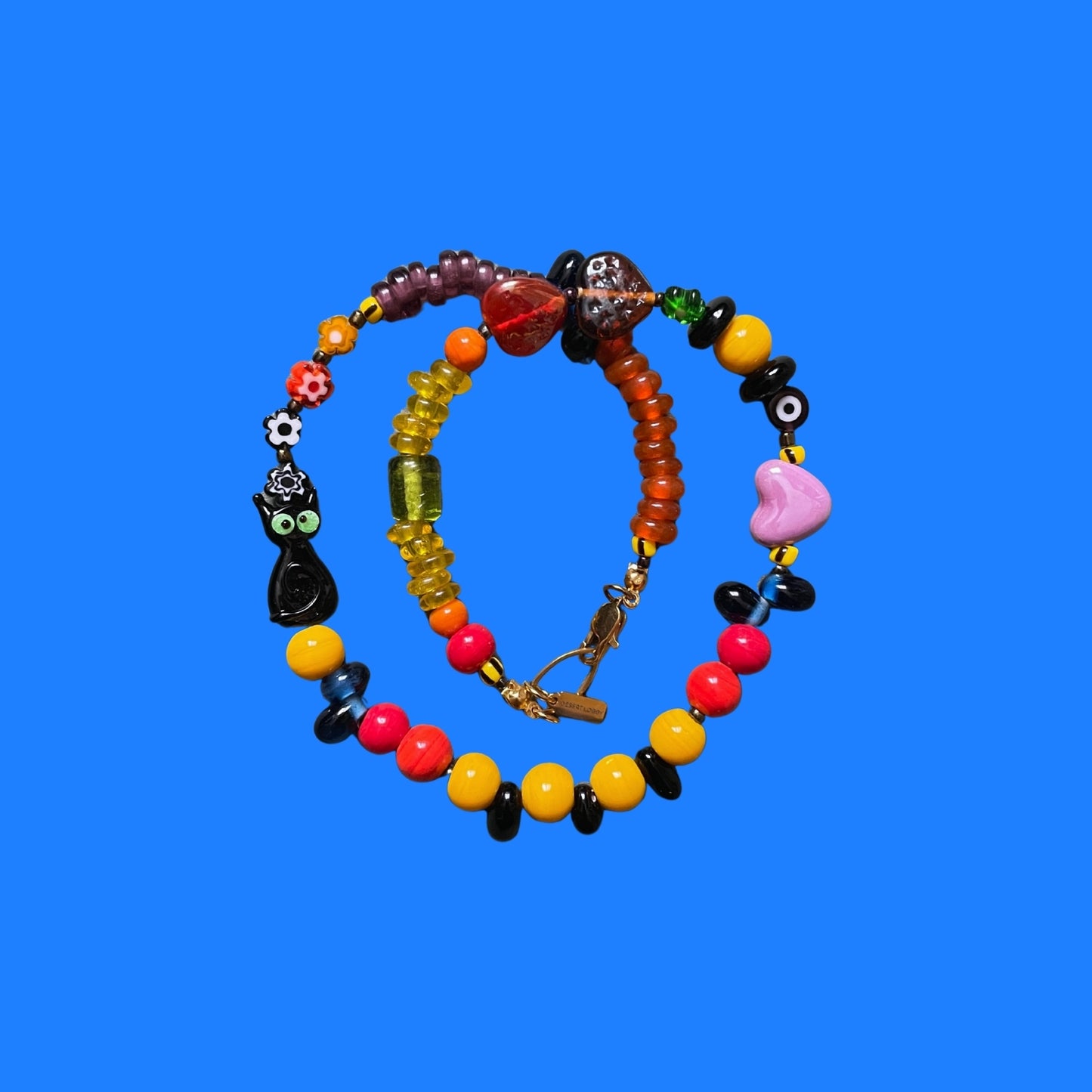 Paspas | Kara Kedi Figürlü Eğlenceli Cam Kolye