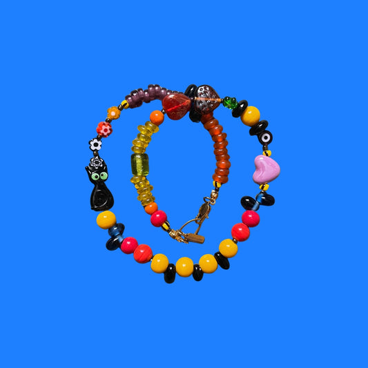 Paspas | Kara Kedi Figürlü Eğlenceli Cam Kolye