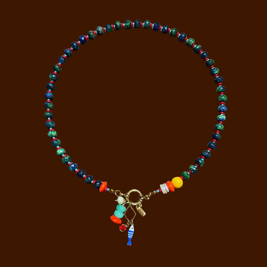 Picaroon | Playful Sailor Necklace with Coral, Jade and Pearls