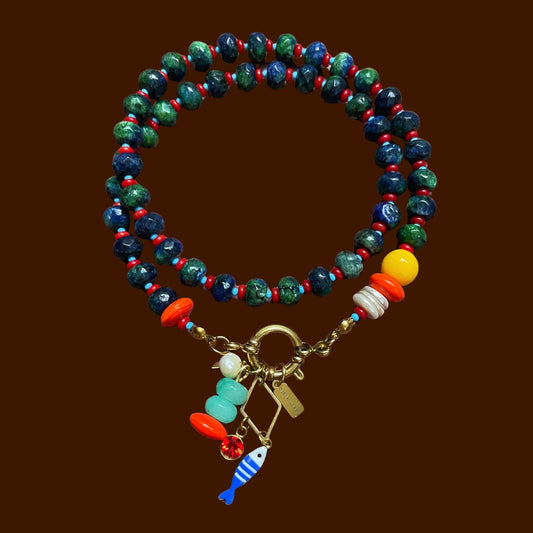 Picaroon | Playful Sailor Necklace with Coral, Jade and Pearls