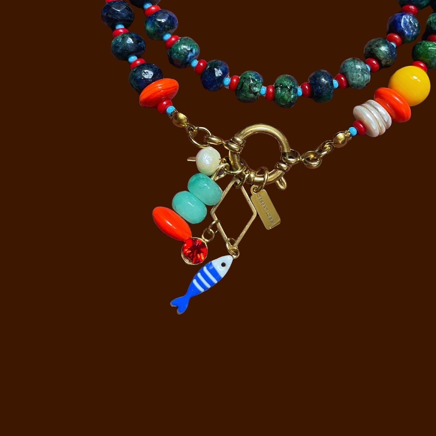 Picaroon | Playful Sailor Necklace with Coral, Jade and Pearls