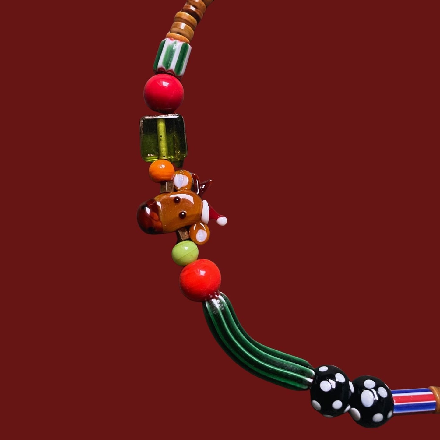 Rudolph | Gemstone Christmas Necklace with Reindeer Charm