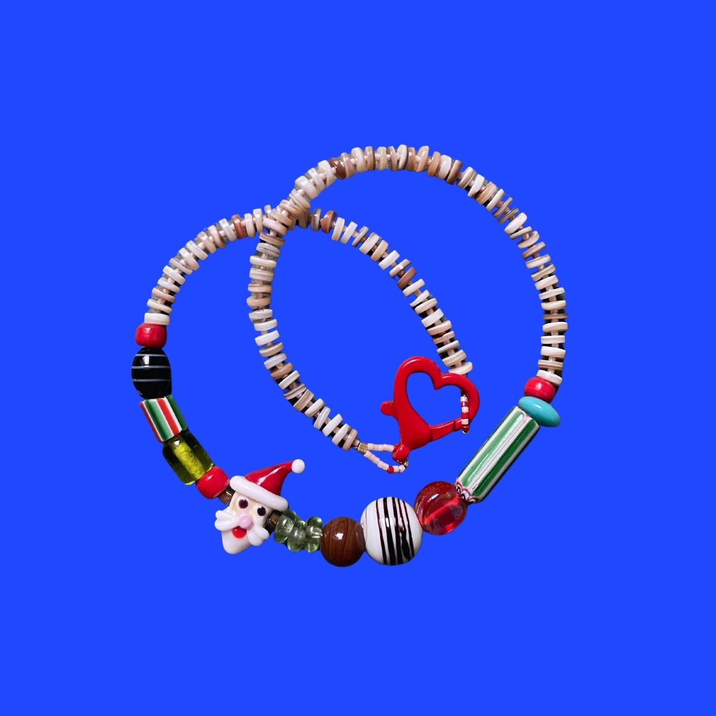 Santa Habibi | Gemstone Christmas Necklace with Santa Claus Charm