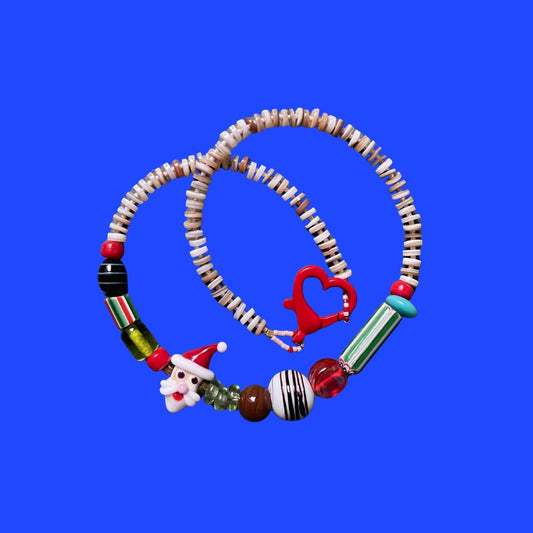 Santa Habibi | Gemstone Christmas Necklace with Santa Claus Charm