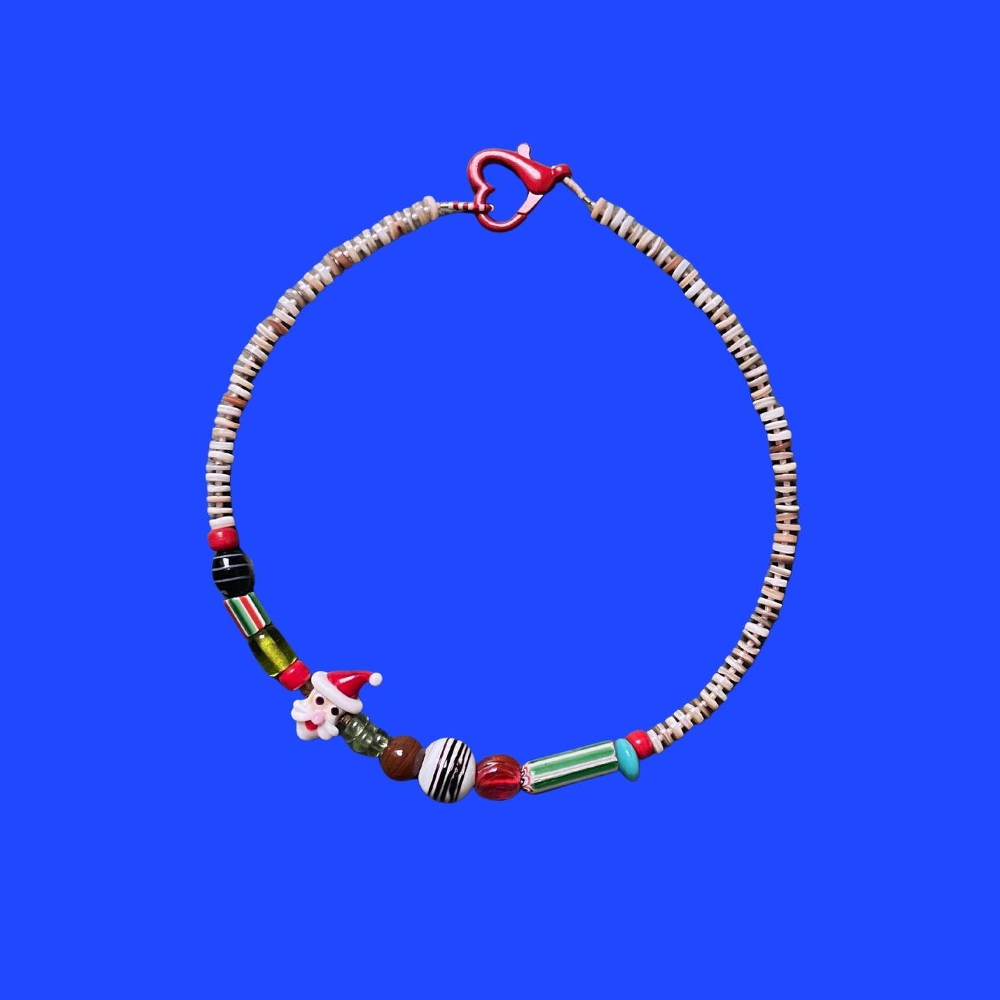 Santa Habibi | Gemstone Christmas Necklace with Santa Claus Charm