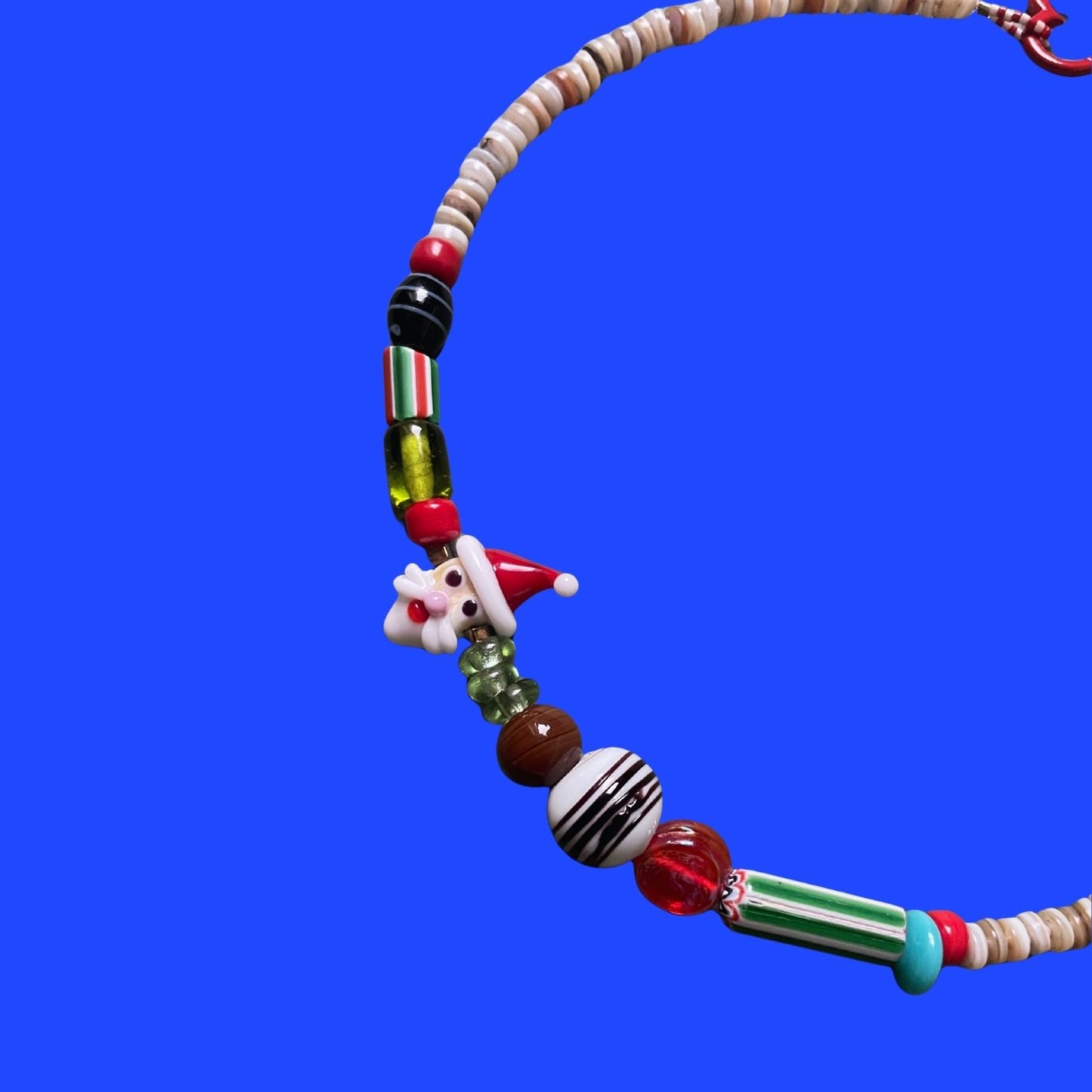 Santa Habibi | Gemstone Christmas Necklace with Santa Claus Charm