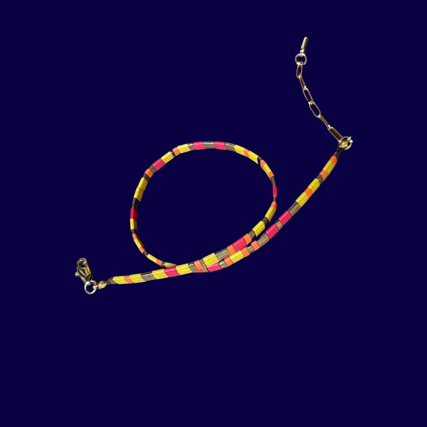 Solar Eclipse | Warm-Colored Bronze Detailed Miyuki Tila Beaded Choker Necklace