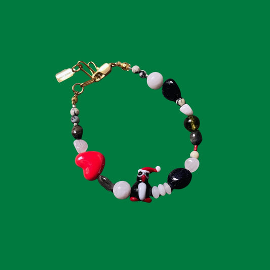 South Pole | Penguen Figürlü Doğaltaşlı Yılbaşı Bilekliği