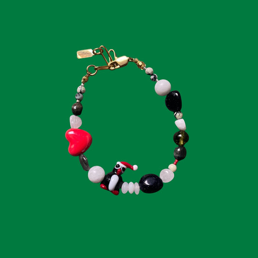 South Pole | Penguen Figürlü Doğaltaşlı Yılbaşı Bilekliği