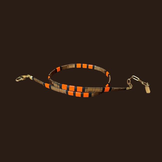 Tutankhamun | Antik Mısır Temalı Bronz Miyuki Tila Boncuklu Choker Kolye