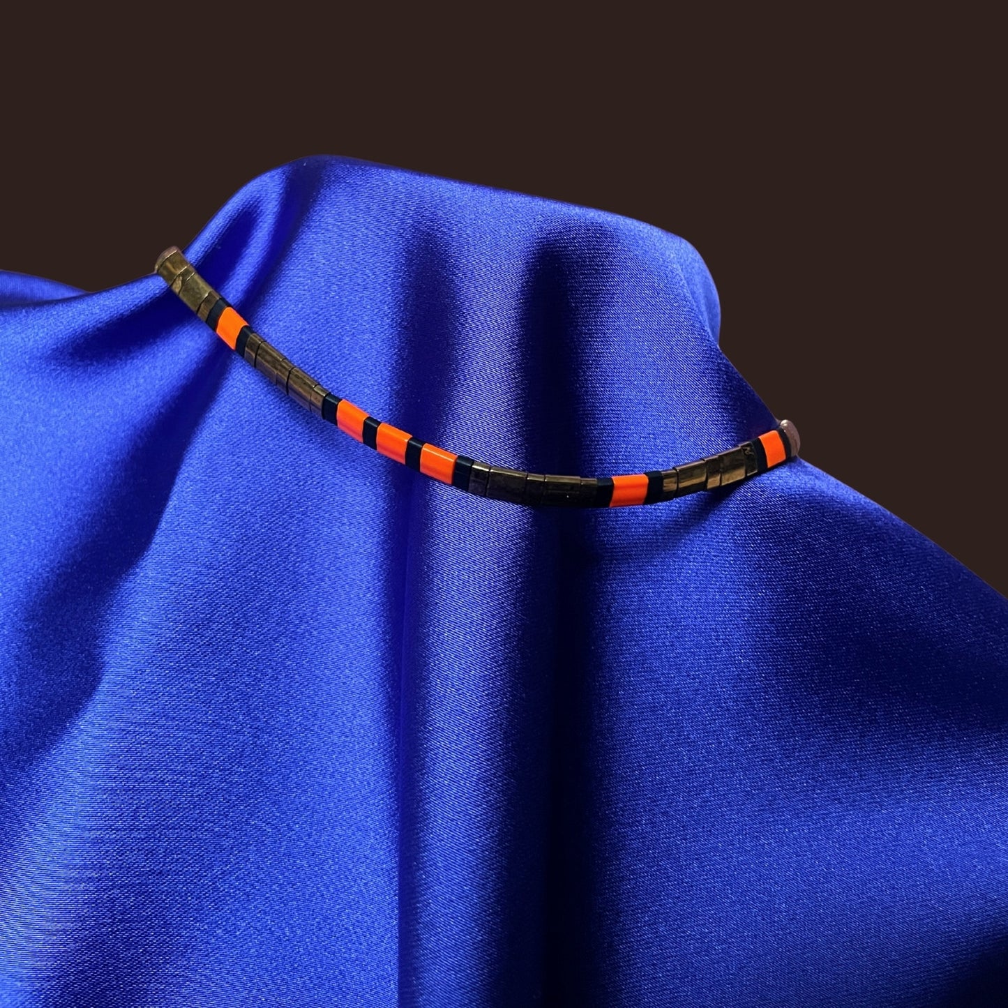 Tutankhamun | Antik Mısır Temalı Bronz Miyuki Tila Boncuklu Choker Kolye