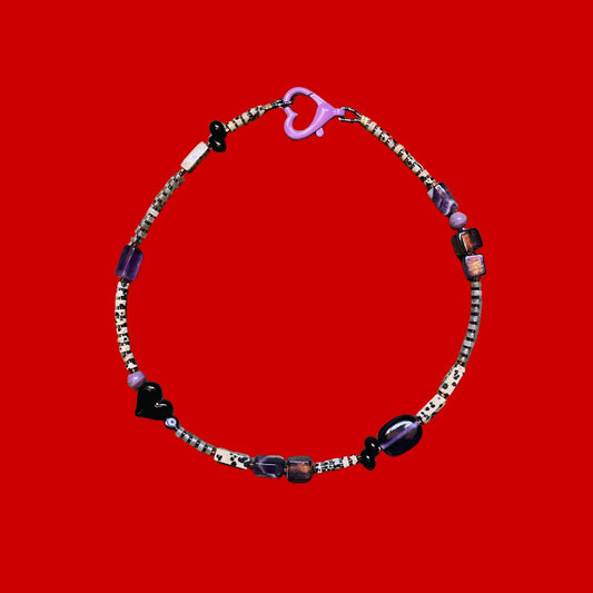 Voodoo | Doğaltaşlı Cam Boncuklu Ametist Jasper Kolye