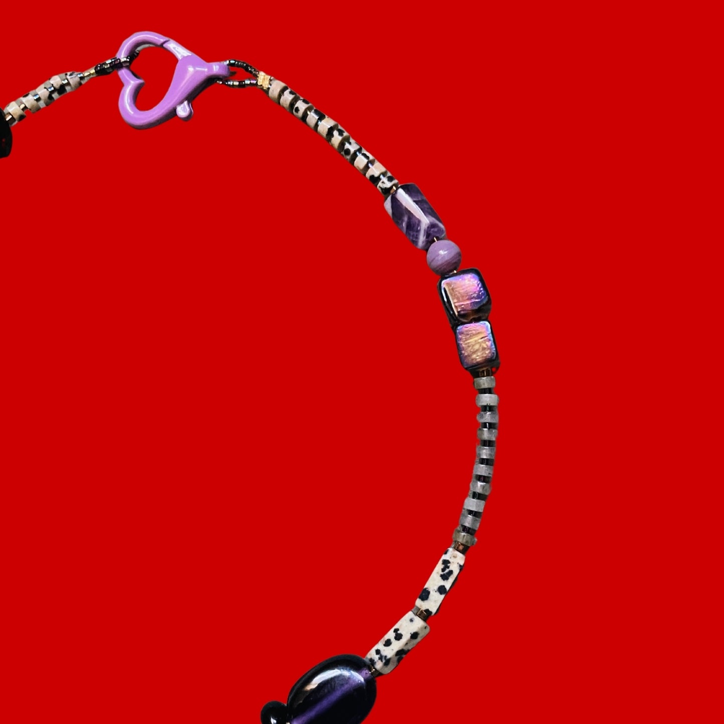 Voodoo | Doğaltaşlı Cam Boncuklu Ametist Jasper Kolye