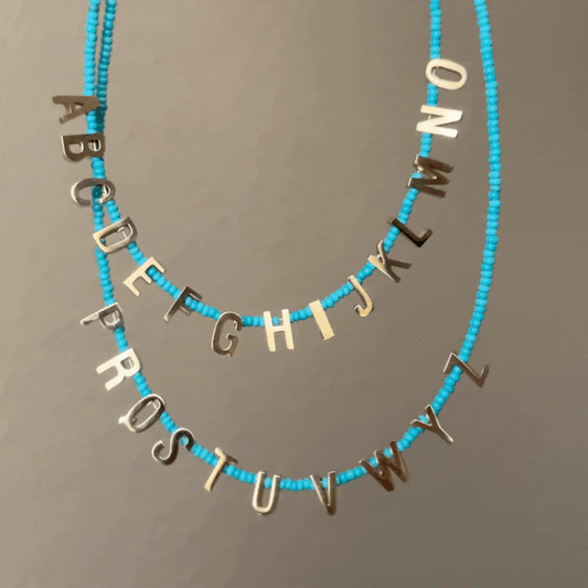 Yours Truly | Delicate Glass Bead Necklace with Stainless Steel Initial Charm