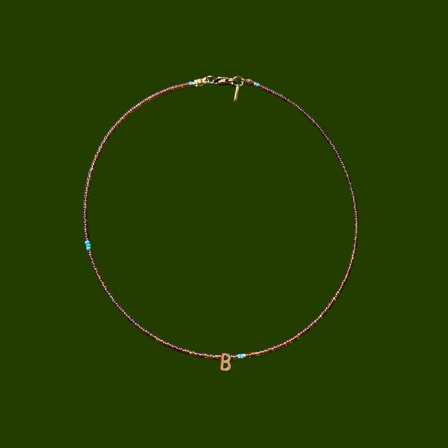 Yours Truly | Delicate Glass Bead Necklace with Stainless Steel Initial Charm